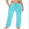 MAGCOMSEN Women's Velour Pants Straight Leg High Waisted Lounge Drawstring Waist Running Sweatpants Aqua Blue S view 1
