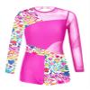 Daenrui Kids Girls Gymnastics Leotards Long Sleeve Dance Biketards Shorts Unitards Active Tumbling Outfit Hearts 8 Years view 1