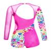 Daenrui Kids Girls Gymnastics Leotards Long Sleeve Dance Biketards Shorts Unitards Active Tumbling Outfit Hearts 8 Years view 2