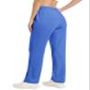 MAGCOMSEN Women's Velour Sweatpants High Waist Straight Leg Pants Drawstring Running Joggers with Pockets Sea Blue S view 3