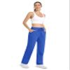 MAGCOMSEN Women's Velour Sweatpants High Waist Straight Leg Pants Drawstring Running Joggers with Pockets Sea Blue S view 4