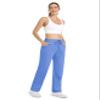 MAGCOMSEN Velour Pants for Women Soft Straight Leg High Waist Sweatpants Velvet Pajama with Pockets Light Blue 2XL view 4