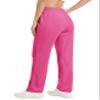 MAGCOMSEN Velvet Pants for Women High Waisted Straight Leg Stretch Elastic Waist Pull On Pant Fleece Pajama Rose 2XL view 3