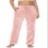 MAGCOMSEN Velvet Pants for Women High Waisted Straight Leg Soft Sweat Pant Causal Comfy Trousers with Pockets Pink 2XL view 1