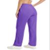 MAGCOMSEN Women's Velour Pant Soft Velvet Sweatpants Straight Leg High Waist Lounge Pant with Pockets Light Purple S view 3