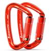 FresKaro Climbing Carabiner Clips Heavy Duty, UIAA Certified 25kN Auto Locking Carabiners, Twist Lock, 7075 Aluminium, Lightweight, Rust Free, for Rappelling, Hiking etc, 4Inch, Red, 2 Pack view 1