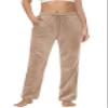MAGCOMSEN Women's Sweatpants Velvet Elastic Waist Straight Leg Pants for Running Velour Cozy Pant Light Brown XL view 1