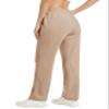 MAGCOMSEN Women's Sweatpants Velvet Elastic Waist Straight Leg Pants for Running Velour Cozy Pant Light Brown XL view 3