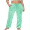 MAGCOMSEN Velour Pants for Women Straight Leg Cozy Sweatpants Velvet Drawstring Waist Lounge Pajama Mint Green S view 1