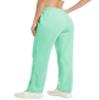 MAGCOMSEN Velour Pants for Women Straight Leg Cozy Sweatpants Velvet Drawstring Waist Lounge Pajama Mint Green S view 3