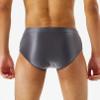 dPois Mens Oil Glossy Board Shorts Low Rise Bulge Pouch Brief Sissy Underwear Lingerie Swim Trunks Dark Grey XX-Large view 4