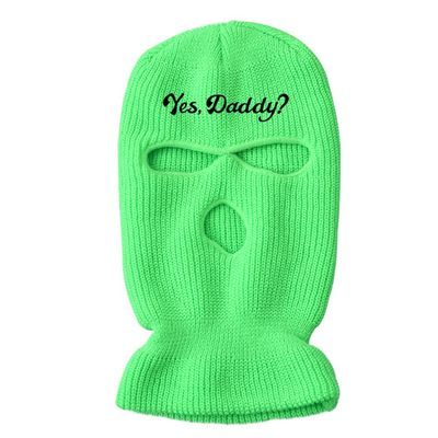 3 Hole Ski Mask Yes Daddy Full Face Balaclava Winter Warmer Outdoor Sports Thermal for Men Women Green