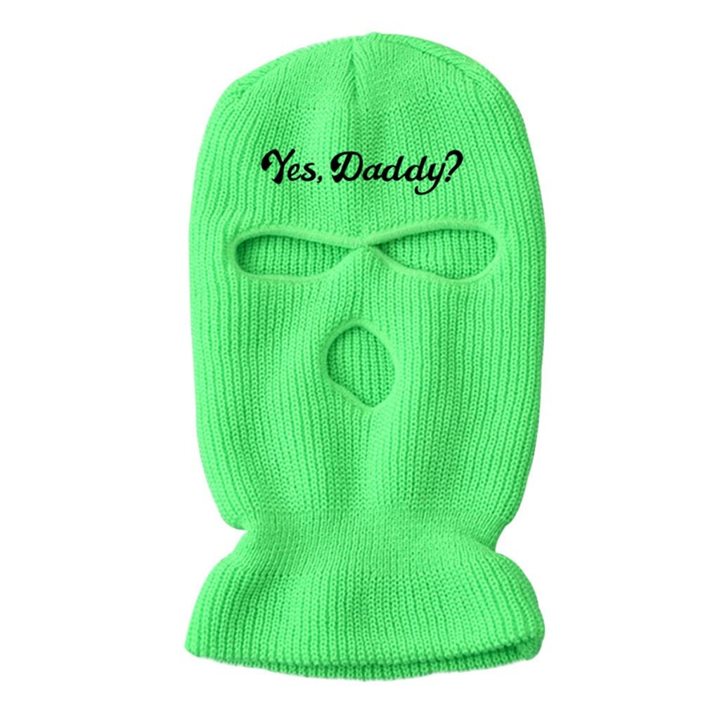 3 Hole Ski Mask Yes Daddy Full Face Balaclava Winter Warmer Outdoor Sports Thermal for Men Women Green