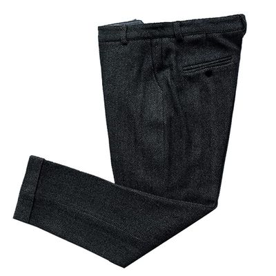 Ceehuteey Men's Regular Fit Tweed Wool Dress Pants Flat Front Herringbone Trousers(Black, 34W x 34L)