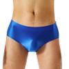 dPois Mens Oil Glossy Board Shorts Low Rise Bulge Pouch Brief Sissy Underwear Lingerie Swim Trunks Blue XX-Large view 1