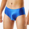 dPois Mens Oil Glossy Board Shorts Low Rise Bulge Pouch Brief Sissy Underwear Lingerie Swim Trunks Blue XX-Large view 3