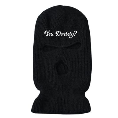 3 Hole Ski Mask Yes Daddy Full Face Balaclava Winter Warmer Outdoor Sports Thermal for Men Women Black