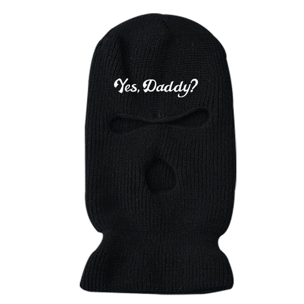3 Hole Ski Mask Yes Daddy Full Face Balaclava Winter Warmer Outdoor Sports Thermal for Men Women Black