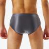 CHICTRY Mens Sexy Bulge Briefs Underwear Stretch Low Rise Glossy Smooth Seamless Briefs Dark Grey XX-Large view 3