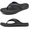 KuaiLu Mens Leather Sport Flip Flops Comfort Orthotic Thong Sandals with Plantar Fasciitis Arch Support for Outdoor Summer view 1