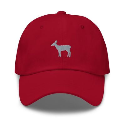 Small Goat hat, Embroidered Unisex Baseball hat, Sheep Gifts, Small Goat Cap. Cranberry
