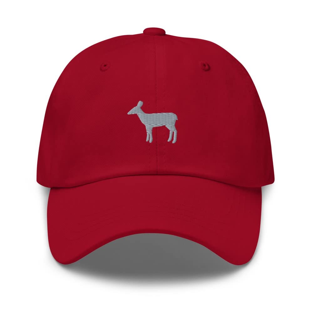Small Goat hat, Embroidered Unisex Baseball hat, Sheep Gifts, Small Goat Cap. Cranberry