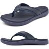 KuaiLu Mens Leather Sport Flip Flops Comfort Orthotic Thong Sandals with Plantar Fasciitis Arch Support for Outdoor Summer view 1