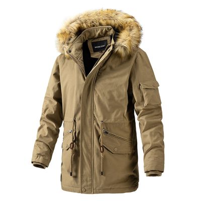 HINDOLA Men's Faux Fur Coat Jacket Male Winter Warm Thicker Fur Coats Outwear Hooded Long Parka Overcoat