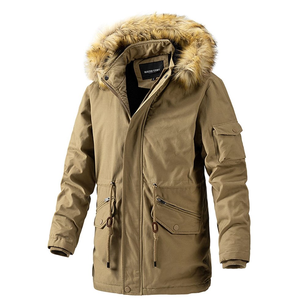 HINDOLA Men's Faux Fur Coat Jacket Male Winter Warm Thicker Fur Coats Outwear Hooded Long Parka Overcoat