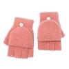 Coral Velvet Knitted Warm Convertible Flip Mittens Top Fingerless Women Winter Fleece Ear Warmer (Pink, One Size) view 1
