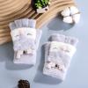 Cartoon Animal Print Knitted Warm Convertible Flip Mittens Top Fingerless Children Winter Gloves Sunhat (Grey, One Size) view 3
