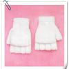 Coral Velvet Knitted Warm Convertible Flip Mittens Top Fingerless Women Winter Fleece Ear Warmer (White, One Size) view 3