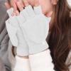 Coral Velvet Knitted Warm Convertible Flip Mittens Top Fingerless Women Winter Fleece Ear Warmer (White, One Size) view 4