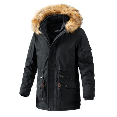 HINDOLA Men's Faux Fur Coat Jacket Male Winter Warm Thicker Fur Coats Outwear Hooded Long Parka Overcoat