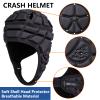 Soft Shell Football Helmet Scrum Cap 7v7 Rugby Helmet Padded Helmet Goalkeeper Adjustable Soccer Goalie Helmet Flag Football Helmet for Child Youth Adult (Black-1, Medium (19"-21")) view 3
