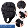 Soft Shell Football Helmet Scrum Cap 7v7 Rugby Helmet Padded Helmet Goalkeeper Adjustable Soccer Goalie Helmet Flag Football Helmet for Child Youth Adult (Black-1, Medium (19"-21")) view 4
