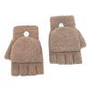 Coral Velvet Knitted Warm Convertible Flip Mittens Top Fingerless Women Winter Fleece Ear Warmer (Khaki, One Size) view 1
