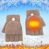 Coral Velvet Knitted Warm Convertible Flip Mittens Top Fingerless Women Winter Fleece Ear Warmer (Khaki, One Size) view 2