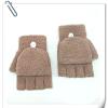 Coral Velvet Knitted Warm Convertible Flip Mittens Top Fingerless Women Winter Fleece Ear Warmer (Khaki, One Size) view 3