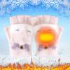 Cartoon Animal Print Knitted Warm Convertible Flip Mittens Top Fingerless Children Winter Gloves Sunhat (Pink, One Size) view 2