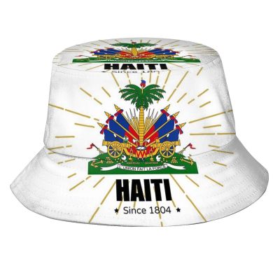 Cute Haiti Flag Bucket Hat Packable Wide Brim Sun Protection Hats Outdoor Haitian Fisherman Hats for Men and Women