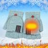 Knitted Warm Convertible Flip Mittens Top Fingerless Men Winter Gloves Men Gloves Womens Ski Mittens (Green, A) view 2