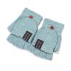 Knitted Warm Convertible Flip Mittens Top Fingerless Men Winter Gloves Men Gloves Womens Ski Mittens (Green, A) view 3