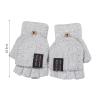 Knitted Warm Convertible Flip Mittens Top Fingerless Men Winter Gloves Men Gloves Womens Ski Mittens (Green, A) view 4