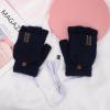 Laptop Full&Half Hand Men Heated Warm Women Winter Gloves Mitten Knit Finger USB Gloves Women Mittens (Navy, One Size) view 2