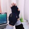 Laptop Full&Half Hand Men Heated Warm Women Winter Gloves Mitten Knit Finger USB Gloves Women Mittens (Navy, One Size) view 3