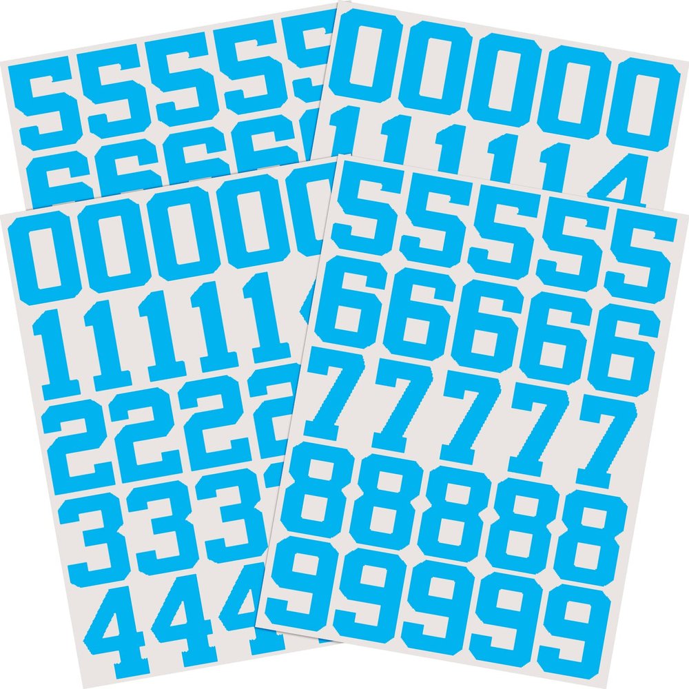 Epakh 102 Pcs Sports Helmet Numbers Sticker 1.25 Inch Vinyl Helmet Numbers Decals Self Adhesive Hockey Stickers for Baseball, Hockey, Football, Lacrosse, Batting(Light Blue)