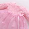 Baby Girl Dress Embroidery Lace Dresses Long Sleeve Toddler Baptism Christening Tutu Dress for Party Wedding Birthday Full Moon Baptism Picnic Photo Shoot Cake Smash with Hat Pink Dress 3-6 M view 4