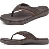 KuaiLu Mens Leather Sport Flip Flops Comfort Orthotic Thong Sandals with Plantar Fasciitis Arch Support for Outdoor Summer view 1