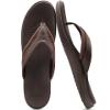 KuaiLu Mens Leather Sport Flip Flops Comfort Orthotic Thong Sandals with Plantar Fasciitis Arch Support for Outdoor Summer view 3